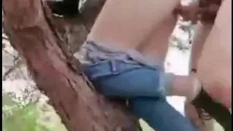 Young Couple Climbs Tree To Have Sex