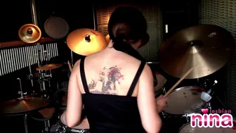 Lesbian Nina With Drums Showing Her Perfect Body