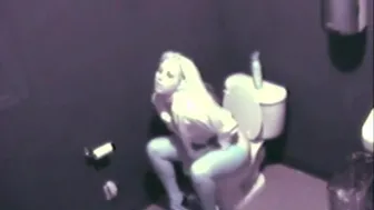 Hot Blonde Fingering Her Pussy Public Toilet