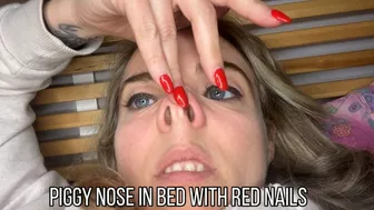 Piggy Nose In Bed With Red Nails