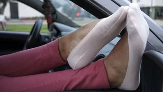 Xiomara's Light Pink Ped Socks In The Car