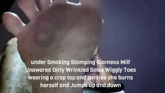 Under Smoking Stomping Giantess Milf Unawares Dirty Wrinkled Soles Wiggly Toes Wearing A Crop Top And Panties She Burns Herself And Jumps Up And Down Avi