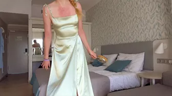 Brushing My Hair In Satin Gown 4K