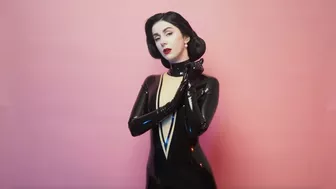 Goddess Enjoys Black Latex Catsuit (4K)