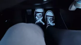 Driving And Playing With Pedals In Sneakers All Stars 720Hd