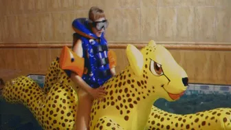 Alla Naked Hot Fucks An Inflatable Cheetah In The Pool And Wears An Inflatable Snorke Pro Vest