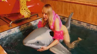 Alla Fucks A Rare Inflatable Shark In The Pool And Gets A Real Orgasm