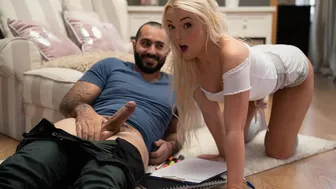 Horny Blonde Blows Spanish Tutor