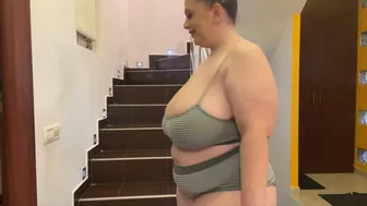 Bbw Going Up And Down The Stairs