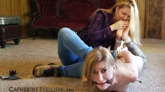 0070 A Naked, Helpless & Hogtied Catherine Sterling's Bare Feet Are Feasted On By Lisa Harlotte! Barefoot Bondage, Biting, Licking, Lesbian Domination! Wmv Version