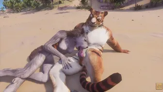 Wild Life / Furry Wolf Girl With Furry Tiger