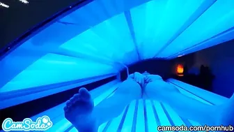 Teen Latina Gets Caught Rubbing Her Clit While Using A Tanning Bed