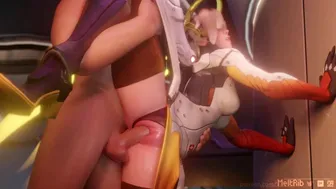 Mercy Fucked While Tracer Peeps In Overwatch (Blender Animation W/Sound)