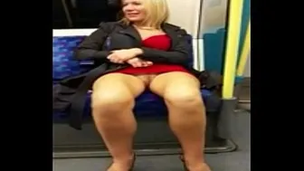 White Woman Show's Pretty Pussy On Train-T B