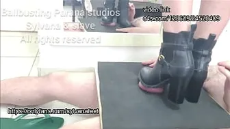 Black Hight Heels Stomping Balls In Table