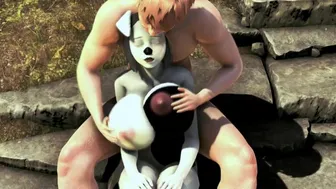 Farmer Milks His Furry Girl Dog Until He Spits His Cum