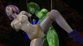 [3Dhentai] Titans - Gar (Beast Boy) Gets Rough With Raven 4K [Restrained,Anal, Bj]