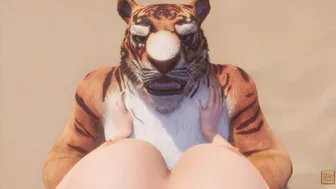 Wild Life / Huge Tiger Furry Knotting Female Pov