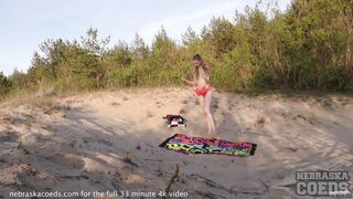 Areana Fox Masturbating On A Beach With A Big Dildo