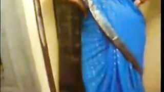 Blue Saree Aunty