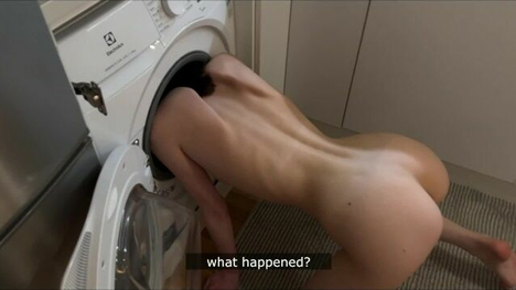 Cutie Kim Gets Stuck In The Washing Machine & Gets A Hard Doggystyle Pounding