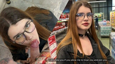 Skinlovers, A Tattooed Student, Gets A Massive Cock In A Supermarket And A Cum Facial